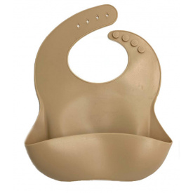 Детский слюнявчик силиконовый с четырьмя застежками и карманом 2Life 30х23 см Кофейный (vol-9689)