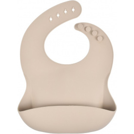 Слюнявчик силиконовый 2Life Y24 30х24 см Бежевый (vol-9745)