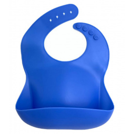 Детский слюнявчик силиконовый см с четырьмя застежками и карманом VOLRO 30х23 Синий (vol-9694)