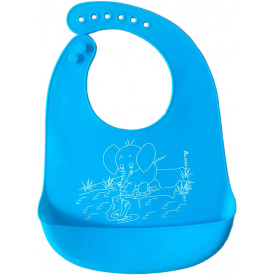 Слюнявчик силиконовый детский с карманчиком и рисунком 2Life 32х23 см Голубой (vol-10182)