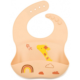 Слюнявчик силиконовый детский с рисунком 2Life 30х23 см Персиковый (vol-10203)