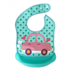 Дитячий слинявчик Машинка Mega Zayka MGZ-0602(Turquoise) зі знімною кишенею