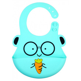 Слюнявчик силиконовый детский 2Life 3D Кролик 27 см Мятный (vol-10212)