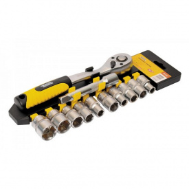 Набор насадок торцевых MASTERTOOL PROFI CrV 1/2" 10-24 мм удлинитель 125 мм трещотка 72Т 12 шт 78-1212
