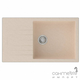 Прямоугольная гранитная кухонная мойка на одну чашу с сушкой Fabiano Classic 86x50 XL Grey Metallic (New) серый металлик