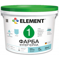 Фарба інтер'єрна ELEMENT 1 матова база водоемульсійна А біла 5 л