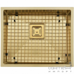 Прямоугольная кухонная мойка из нержавеющей стали Fabiano Quadro 53 Celldecor Nano Gold золото, декор соты Умань