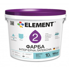 Краска интерьерная ELEMENT 2 латексная водоэмульсионная матовая база А белая 10 л