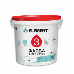 Краска интерьерная ELEMENT 3 водно-дисперсионная матовая база А белая 1 л Шостка