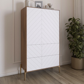 Комод-пенал Lion Амарант 84x40x150 см Дуб Ліворно/Білий (LION-042194)