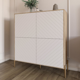 Комод-пенал Lion Амарант 114x40x126.5 см Дуб Сонома трюфель/Белый (LION-042051)