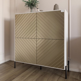 Комод-пенал Lion Амарант 114x40x126.5 см Бетон/Перламутровый металлик (LION-041992)