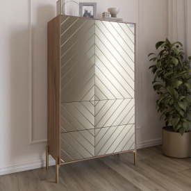 Комод-пенал Lion Амарант 84x40x150 см Дуб Ливорно/Перламутровый металлик (LION-042172)