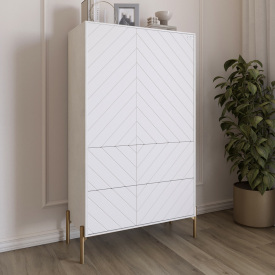 Комод-пенал Lion Амарант 84x40x150 см Бетон/Белый (LION-042191)