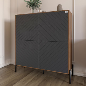 Комод-пенал Lion Амарант 114x40x126.5 см Дуб Ліворно/Графітовий (LION-042030)