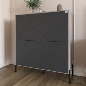 Комод-пенал Lion Амарант 114x40x126.5 см Шварцвальд/Графітовий (LION-042022)