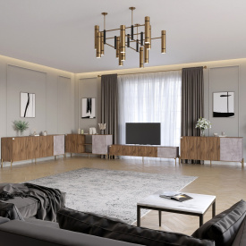 Комплект меблів для вітальні Lion Грей 4 елементи Дуб Ліворно/Камінь (LION-042924)