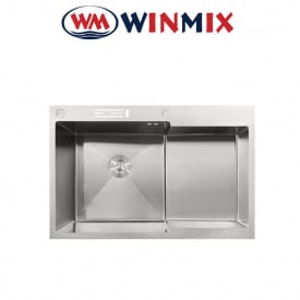 Кухонна мийка Winmix MH7849L-HK Nano-Silver "Глибоке крило" з підставкою під ножі з нержавіючої сталі