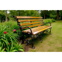 Лавка садова кована Tobi Sho Дольче з підлокітниками для дачі, тераси 200 см колір дуб Жмеринка