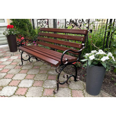 Скамейка садовая кованая Tobi Sho Дольче с подлокотниками для дачи, терассы 130 см цвет каштан Иршава