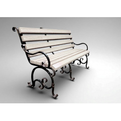 Лавка садова кована Tobi Sho Дольче з підлокітниками для дачі, тераси 220 см колір слонова кістка Вознесенськ