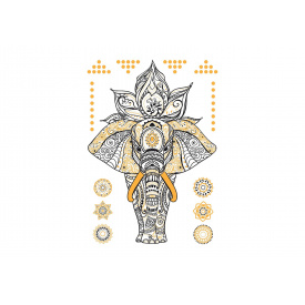 Тимчасове тату в кольорі Слон та мандала ArleySign 145х205 мм