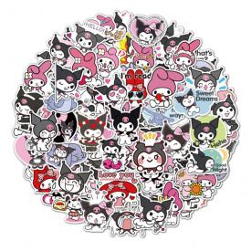 Набір стікерів Куромі Kuromi Моя Мелодія Onegai My Melody 50шт (23155) GameStyle