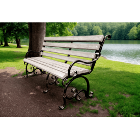 Скамейка садовая кованая Tobi Sho Дольче с подлокотниками для дачи, терассы 300 см цвет слоновая кость