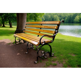 Скамейка садовая кованая Tobi Sho Дольче с подлокотниками для дачи, терассы 220 см цвет дуб