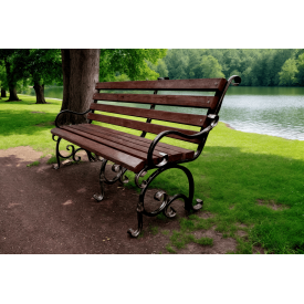 Скамейка садовая кованая Tobi Sho Дольче с подлокотниками для дачи, терассы 170 см усиленная цвет орех