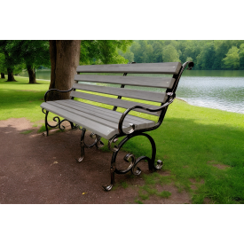 Лавка садова кована Tobi Sho Дольче з підлокітниками для дачі, тераси 200 см колір антрацит