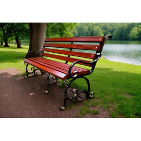 Лавка садова кована Tobi Sho Дольче з підлокітниками для дачі, тераси 200 см колір махагоній