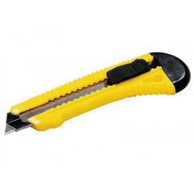 Нож 18 мм пластиковый с металлической направляющей кнопочный фиксатор MASTERTOOL GM (17-0528)