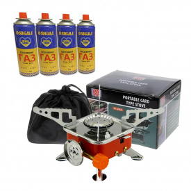 Горелка для кемпинга портативная Kovar ZT-202 Туристическая плитка с пьезоподжигом+4 баллона (1756375576)