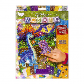 Креативна творчість "Glitter Mosaic Діно" Danko Toys БМ-03-01 блискуча мозаїка