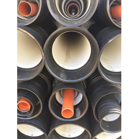 Труба каналіз. гофрована 500/425 мм, довж. 6 м, SN 4 з муфтою та ущільн