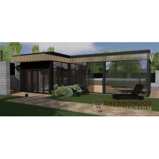 Модульная сауна 7,0х3,6м со SPA зоной 7,5х4,0м и SPA бассейном Swimspa Helios от Thermowood Production