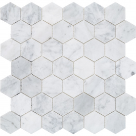 Мраморная мозаика MOZAICO DE LUX C-MOS HEXAGON BIANCO CARRARA POL 6×305×305 мм
