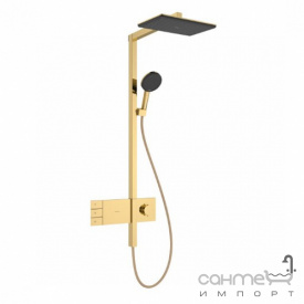 Душевая стойка с термостатом Hansgrohe Raindance Alive Q 210/340 2jet EcoSmart ShowerSelect Comfort 24591990 золото