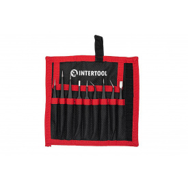 Набір пінцетів радіотехнічних Intertool 12х14 см в чохлі Чорно-червоний 9 шт (NT-6002)
