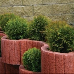 Цветочница круглая Золотой Мандарин 660х450х250 мм на сером цементе красный Славута