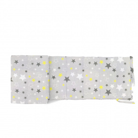Бортики на ліжечко COSAS YELLOW STARS Ранфорс 30х180 см Сірий