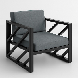 Крісло металеве Tobi Sho Гранд/DV13 з подушками для офісу, дачі, саду, 750х600х700 рогожка Світло-сірий/34