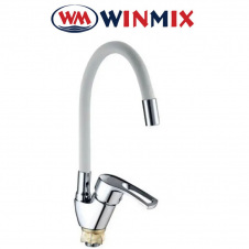 Смеситель для кухни Ухо Winmix YUB4-181 WHITE REFLECTOR рефлекторный белый гусак с силиконовым изливом, Польша