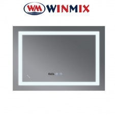 Зеркало для ванной комнаты Winmix WARM MR02-70x50-CASE (с LED-подсветкой, часы, антизапотевание)