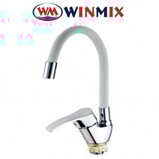 Смеситель для кухни Ухо Winmix YUB4-279 WHITE REFLECTOR рефлекторный белый гусак с силиконовым изливом, Польша