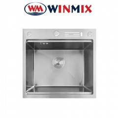 Кухонная мойка Winmix MH5050-SK Nano-Silver с ступенькой для сушилки, и с подставкой под ножи, нержавеющая сталь Нежин
