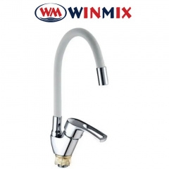 Смеситель для кухни Ухо Winmix YUB4-181 WHITE REFLECTOR рефлекторный белый гусак с силиконовым изливом, Польша Бородянка