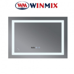 Зеркало для ванной комнаты Winmix WARM MR02-70x50-CASE (с LED-подсветкой, часы, антизапотевание) Изюм