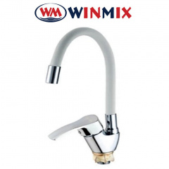 Смеситель для кухни Ухо Winmix YUB4-279 WHITE REFLECTOR рефлекторный белый гусак с силиконовым изливом, Польша Самбір
